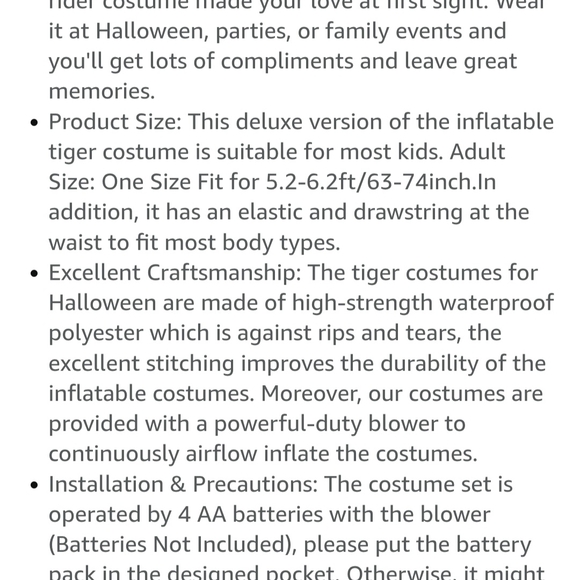 Inflatable Tiger Ride-On Costume for Kids - Picture 2 of 4